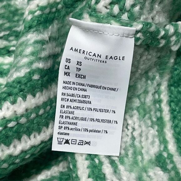 American Eagle Kelly Green Fair Isle Oversized Sweater N0402 - Picture 7 of 8